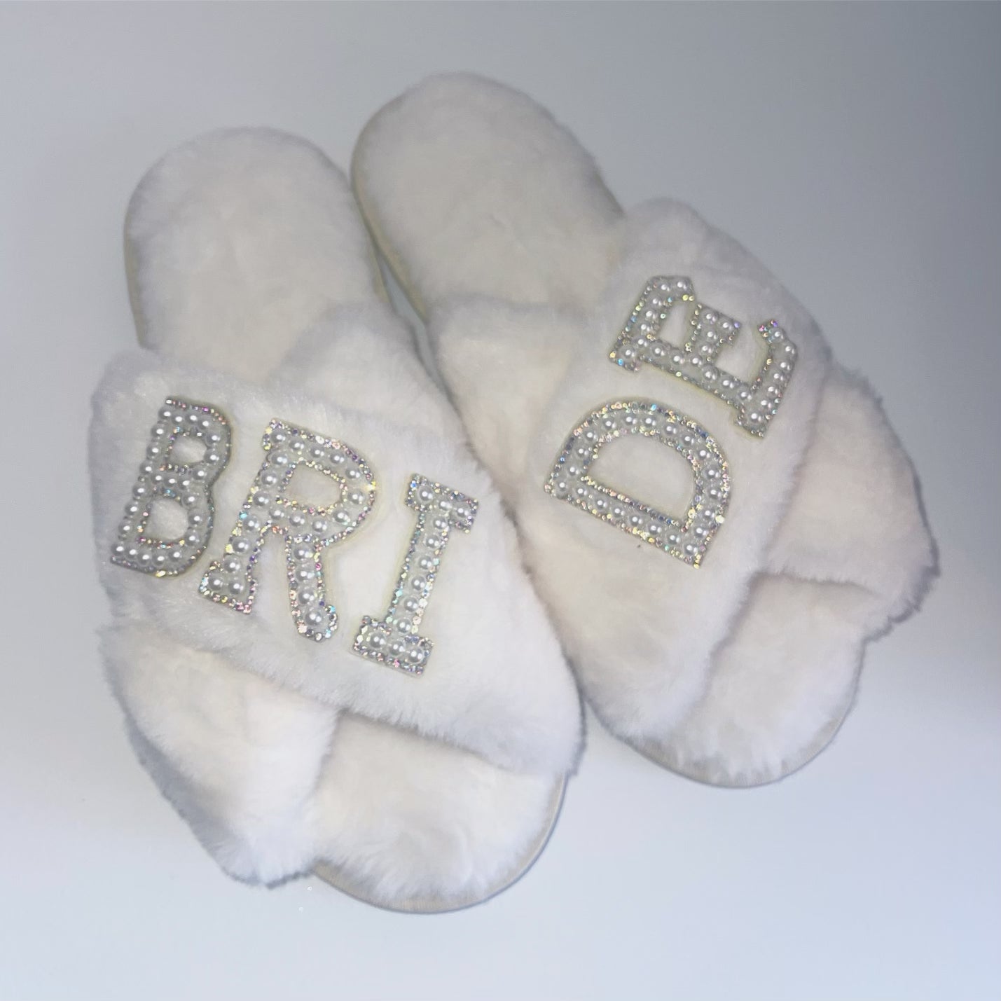 BRIDE Fluffy Criss Cross Slippers